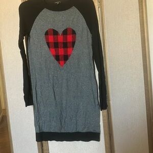 Express Black and Gray Dress with Red Heart small
